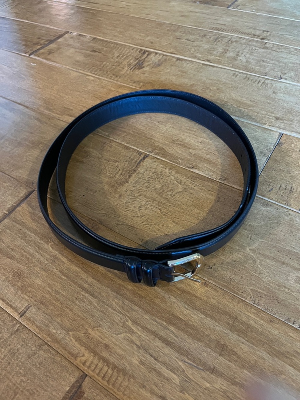 Big Men’s Black Genuine Leather Belt with Gold Buckle size 60